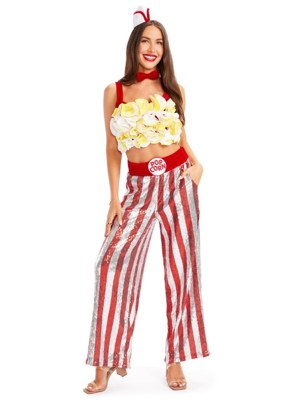 Women’s Popcorn Womens Halloween Costume Sequin Striped Pants